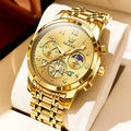 Men's Engraved Flywheel Chronograph Display Moon Phase Luminous