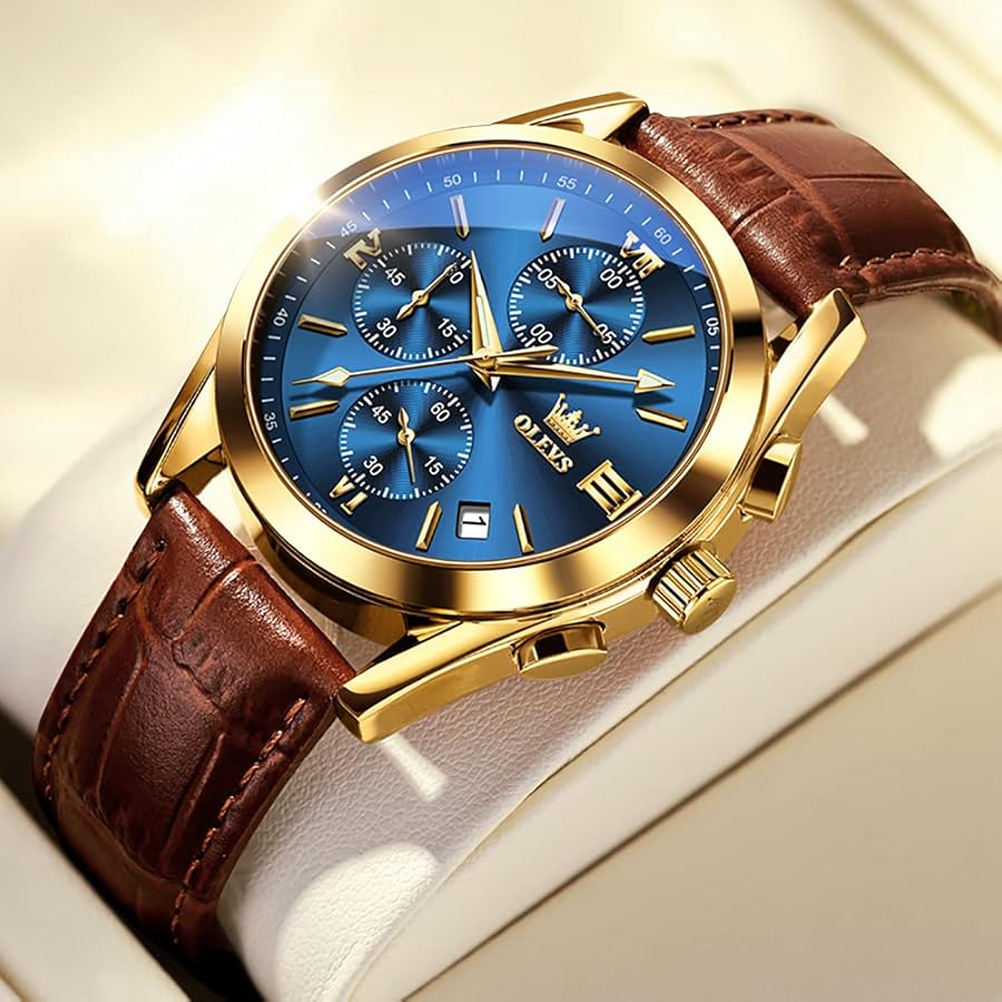 2021 OLEVS 2872 Premium Leather Waterproof Sport Chronograph