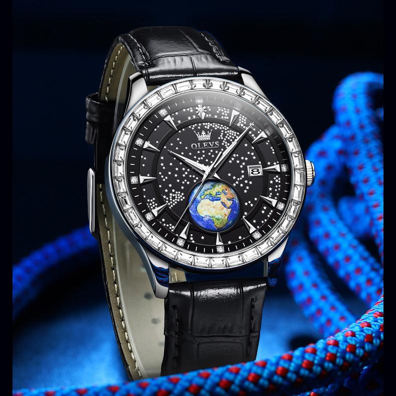 OLEVS Men's Casual Waterproof Luminous Starry Sky Dial