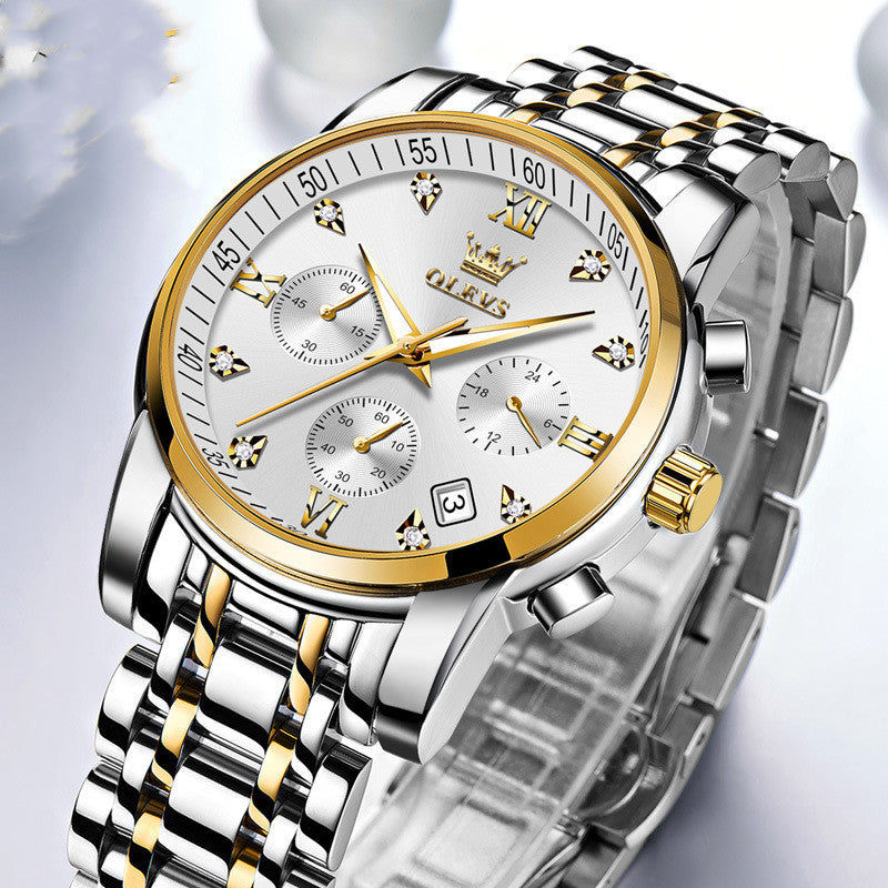 OLEVS Men's Luxury Classic Chronograph Waterproof Stainless Steel Strap
