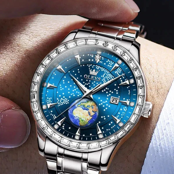 OLEVS Men's Casual Waterproof Luminous Starry Sky Dial