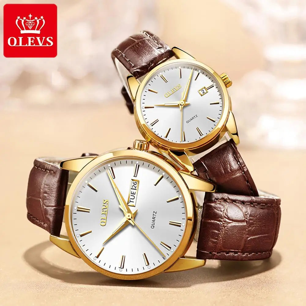 6698 Couple Quartz Stainless Steel Watchstrap Watch