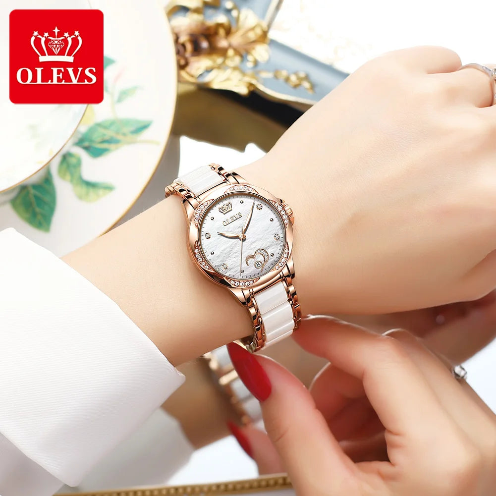 OLEVS 6631 Luxury Mechanical Watch Ceramics for Women