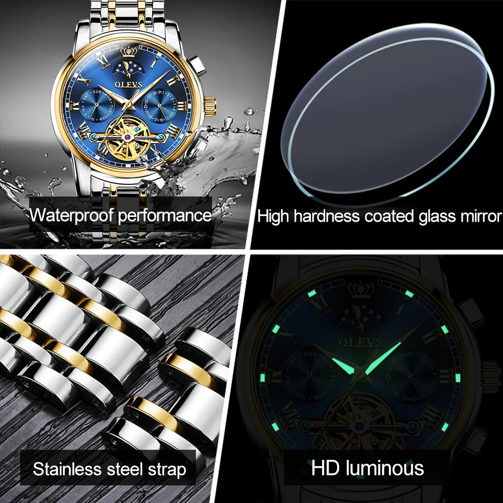 OLEVS 6617 Waterproof Stainless Steel Wristwatch Chronograph Luxury Reloj Hombre