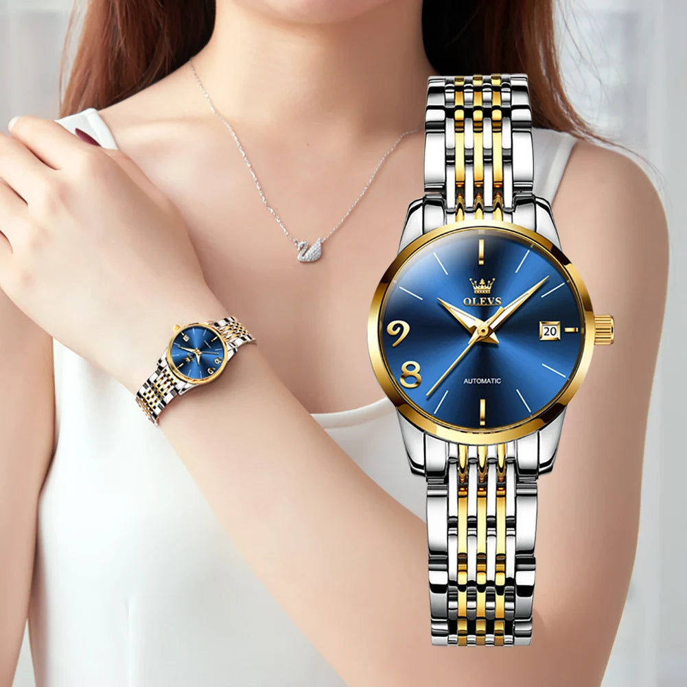 OLEVS 6632 Women Waterproof Stainless Steel Mechanical Wind