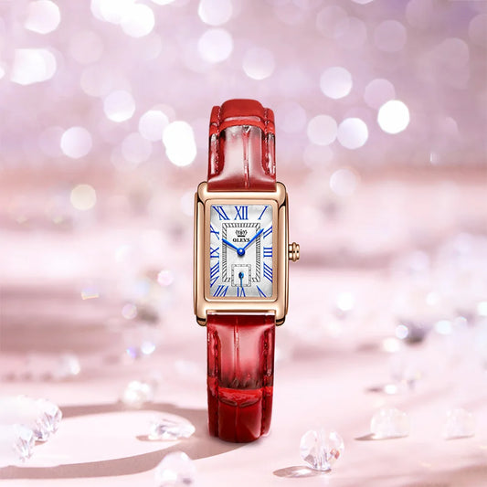 OLEVS 6625 Luxury Women Red Quartz Waterproof Watch