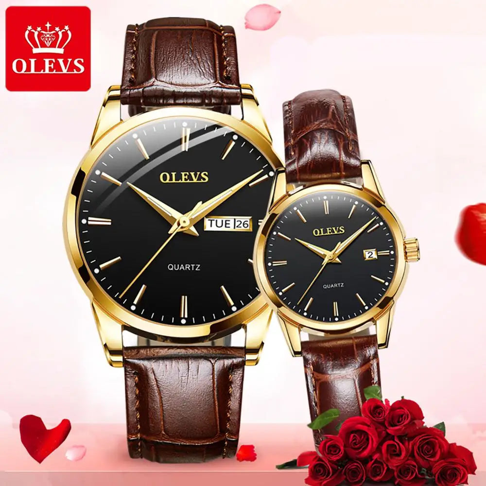 6698 Couple Quartz Stainless Steel Watchstrap Watch