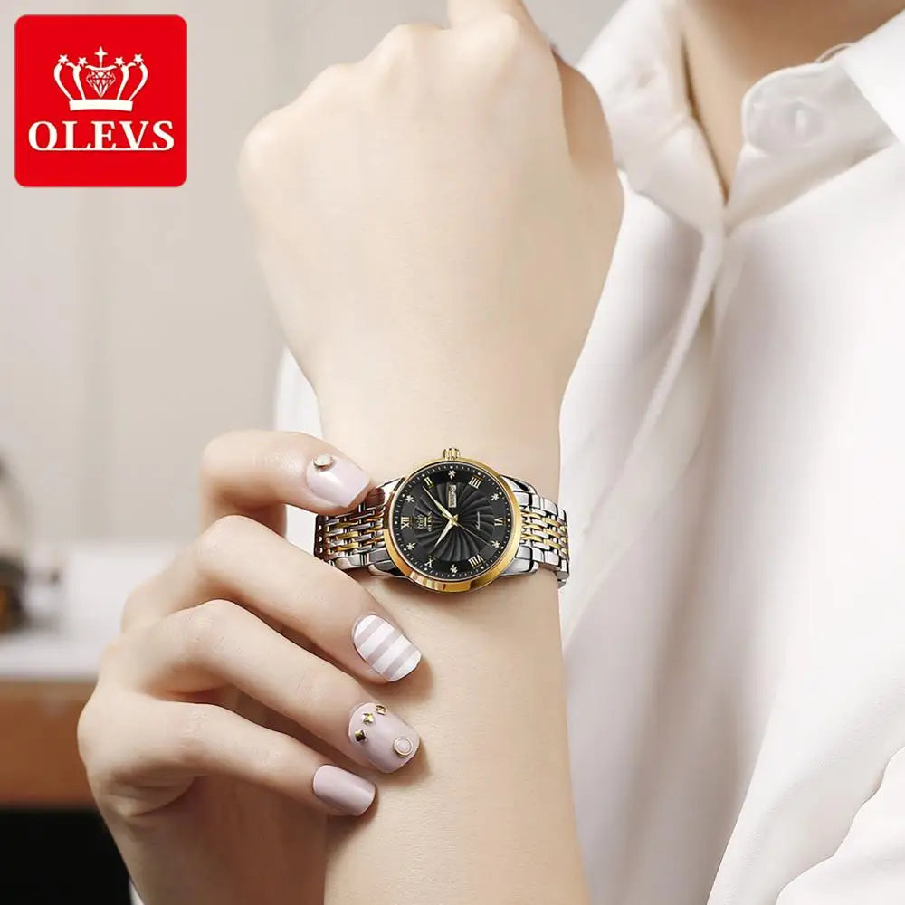 OLEVS 6630 Luxury Waterproof Stainless Steel Watch For Women