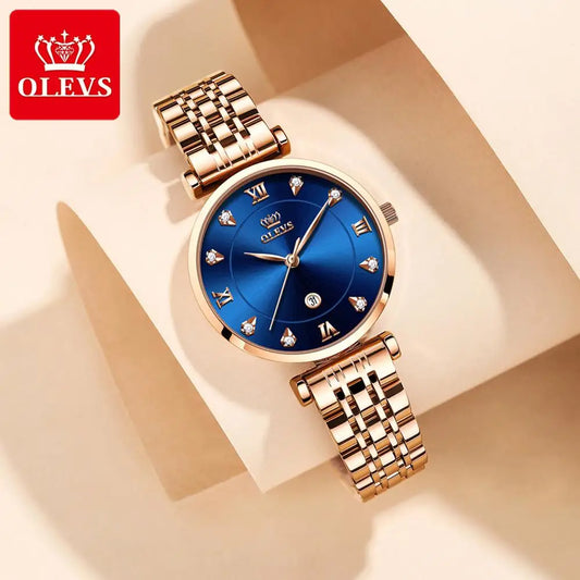 OLEVS 5866 Women Quartz Waterproof Luxury Stainless Steel