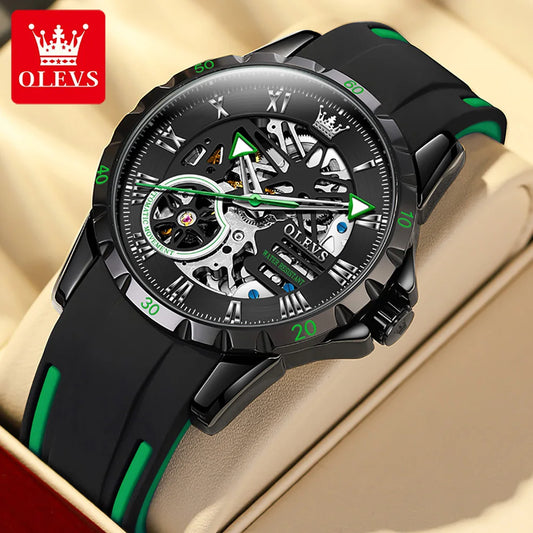 OLEVS 9918 Men Wind Up Waterproof Sport Hollow Out Watch