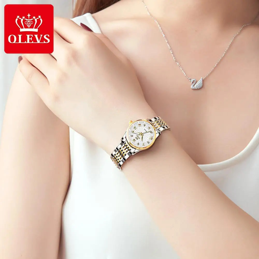 OLEVS 6630 Luxury Waterproof Stainless Steel Watch For Women