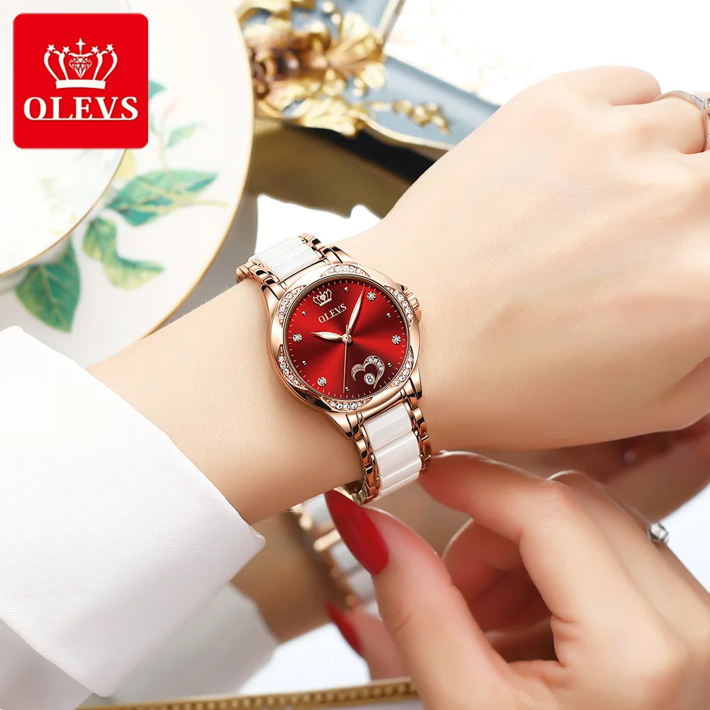 OLEVS 6631 Luxury Mechanical Watch Ceramics for Women