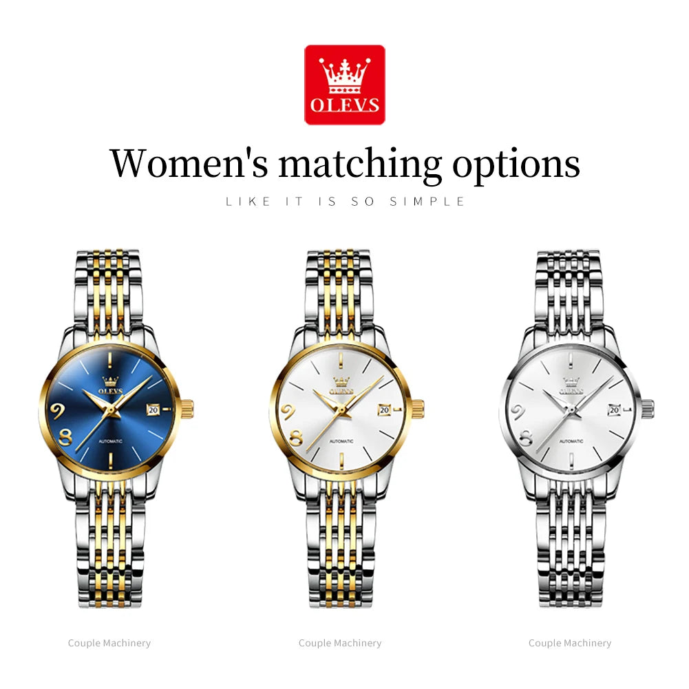 OLEVS 6632 Women Waterproof Stainless Steel Mechanical Wind