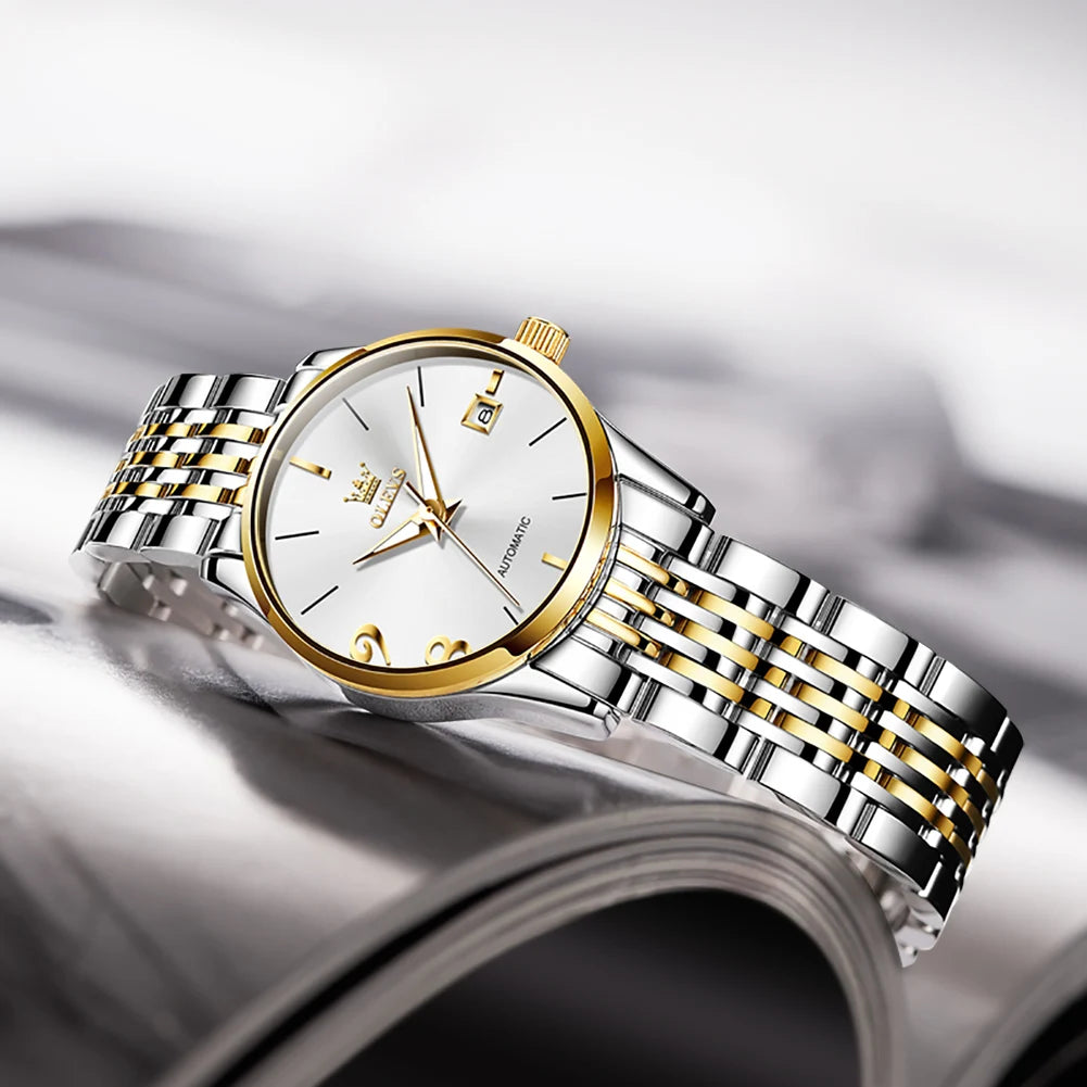 OLEVS 6632 Women Waterproof Stainless Steel Mechanical Wind