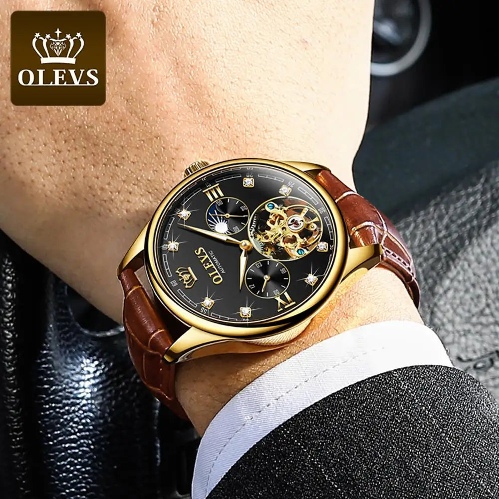 OLEVS 3601 Men Automatic Mechanical Waterproof Stainless Steel Strap