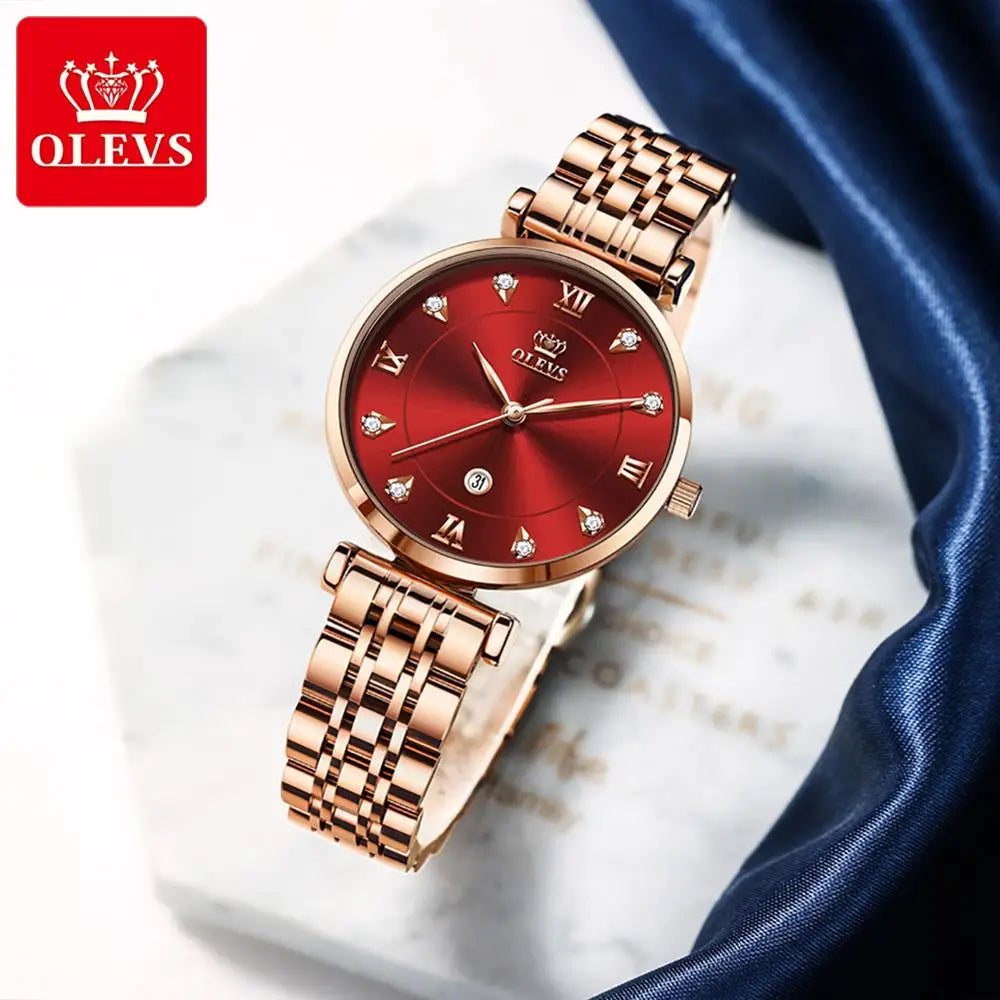 OLEVS 5866 Women Quartz Waterproof Luxury Stainless Steel