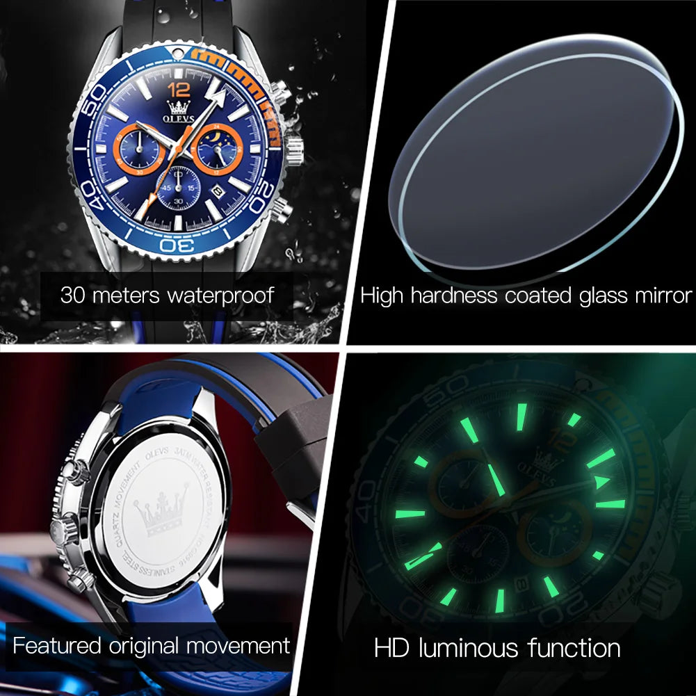 OLEVS Sport Waterproof Noctilucent For Men Clock Relogio Masculino
