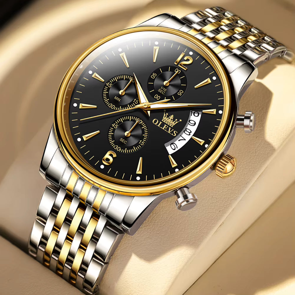 OLEVS 2867 Men's Classics Three Small Dial Quartz Waterproof Stainless Luminous