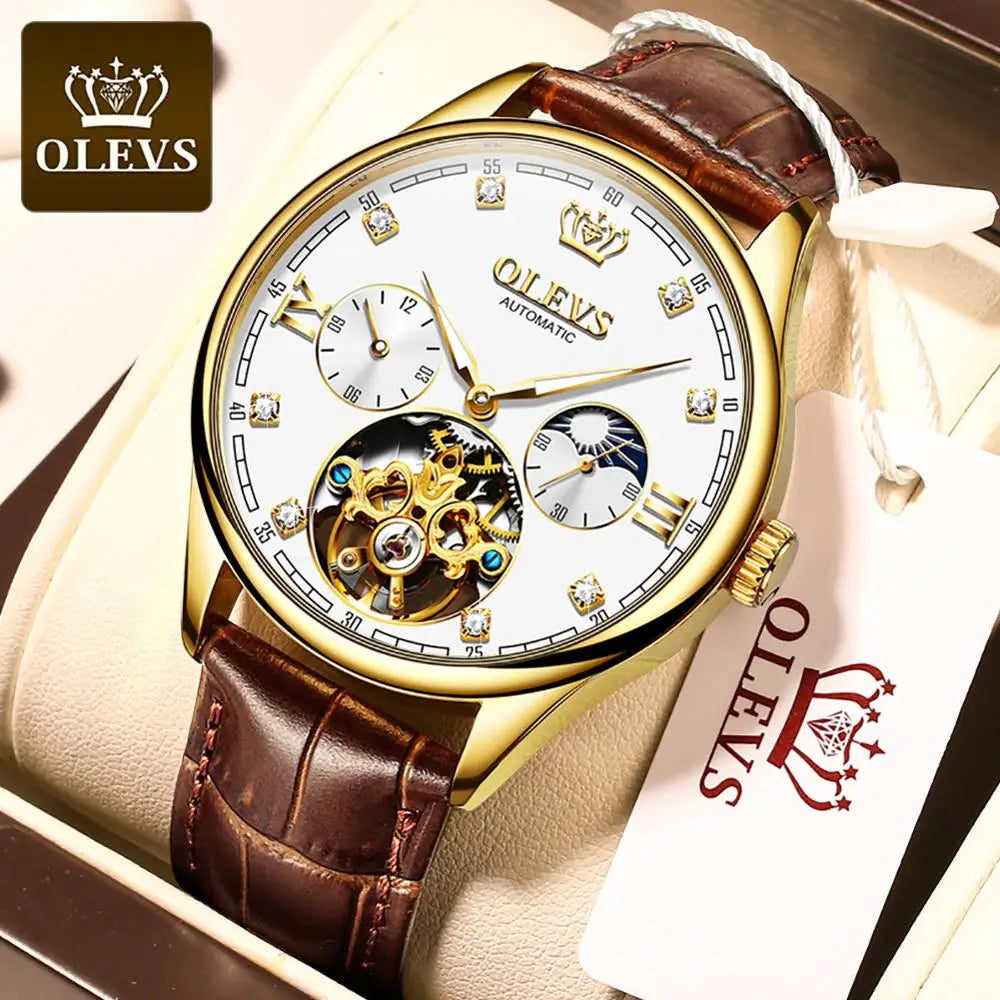 OLEVS 3601 Men Automatic Mechanical Waterproof Stainless Steel Strap