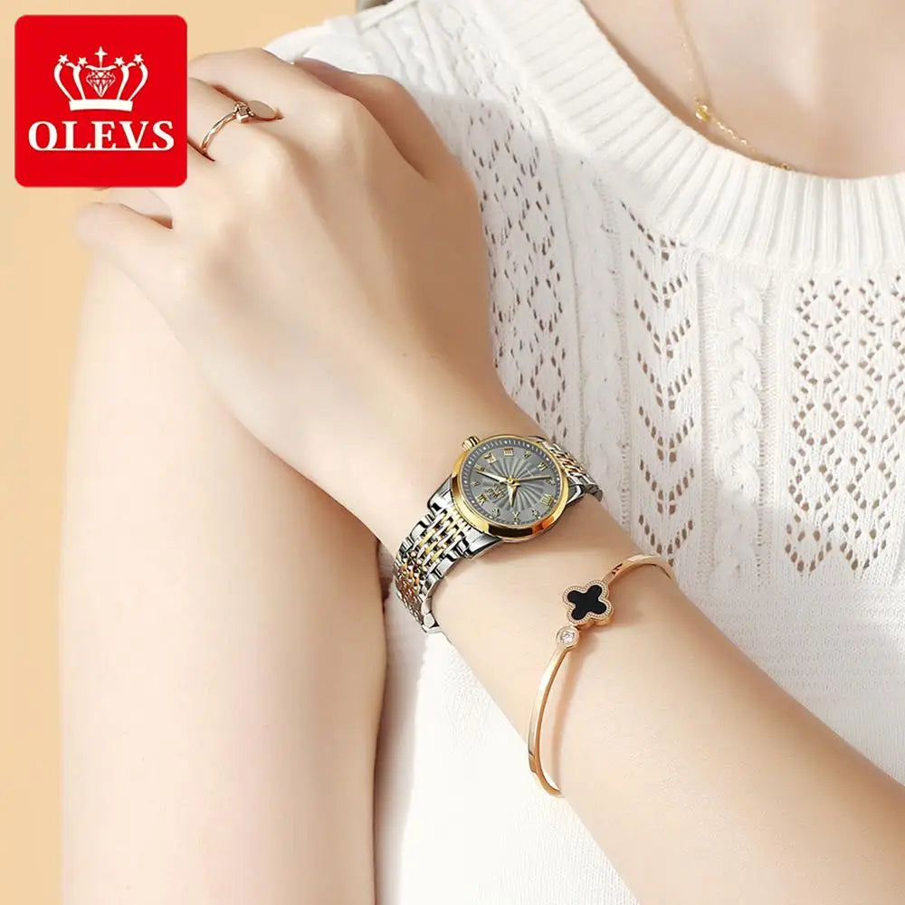 OLEVS 6630 Luxury Waterproof Stainless Steel Watch For Women