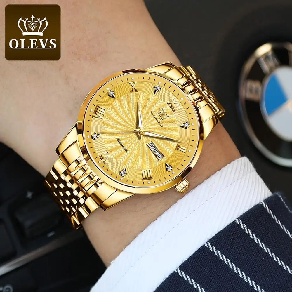 OLEVS Threaded Dial Waterproof Stainless Steel Strap Classic Men's Watch