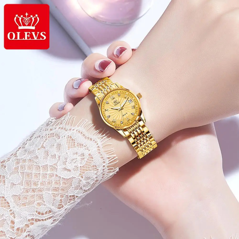 OLEVS 6630 Luxury Waterproof Stainless Steel Watch For Women