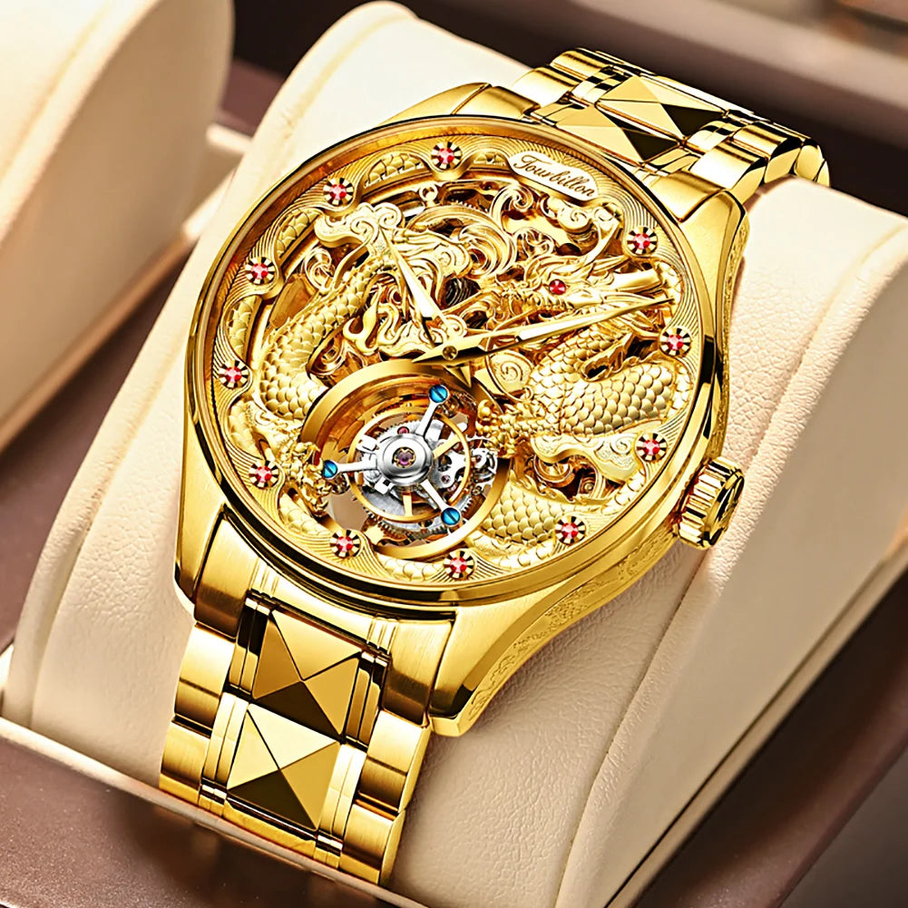 OUPINKE 3176 Waterproof Sapphire Mirror Tourbillon Skeleton