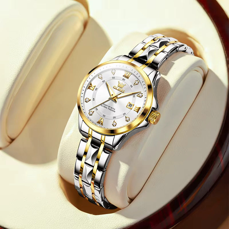 OLEVS 2910 Temperament Original Quartz Ladies Stainless Steel Waterproof Luminous