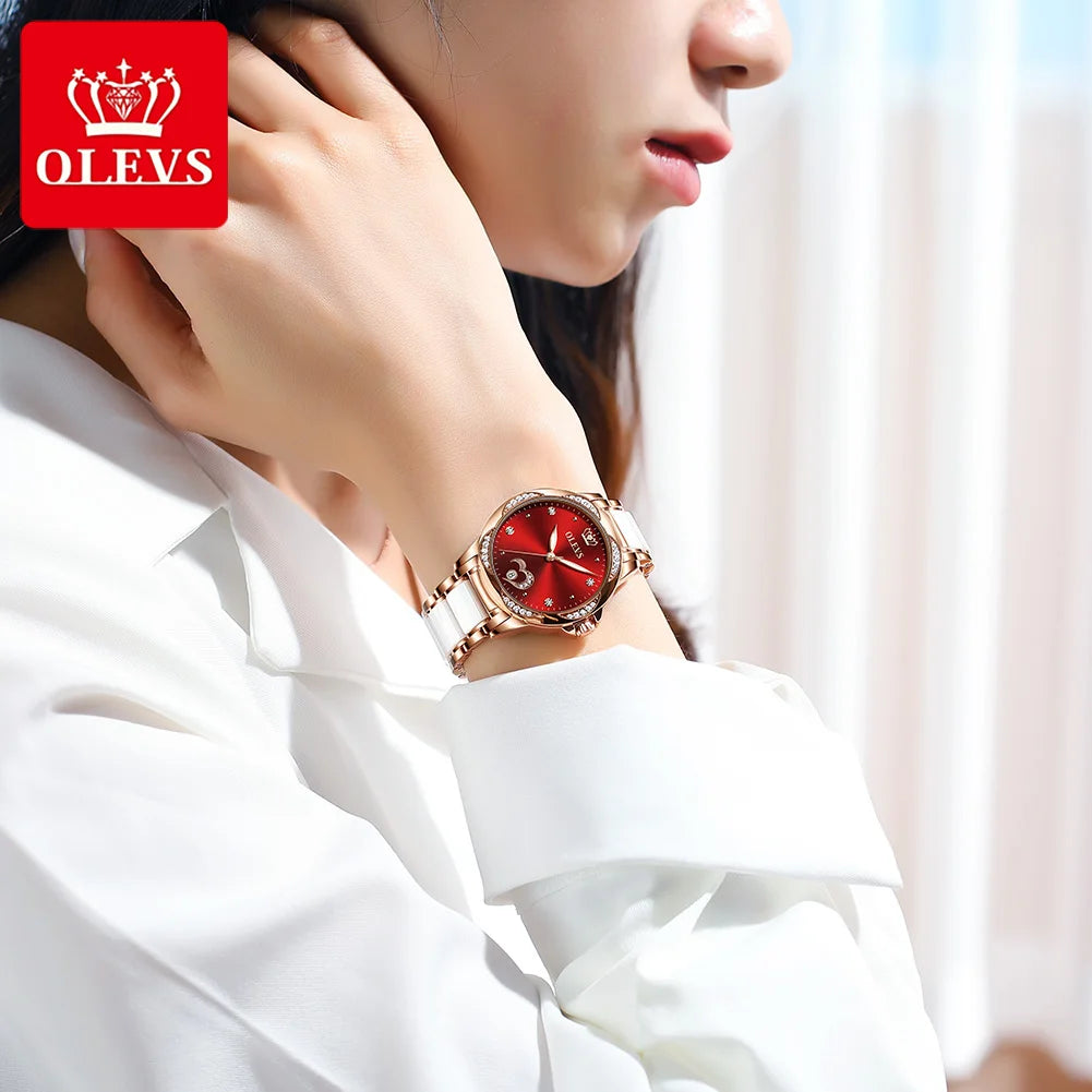 OLEVS 6631 Luxury Mechanical Watch Ceramics for Women