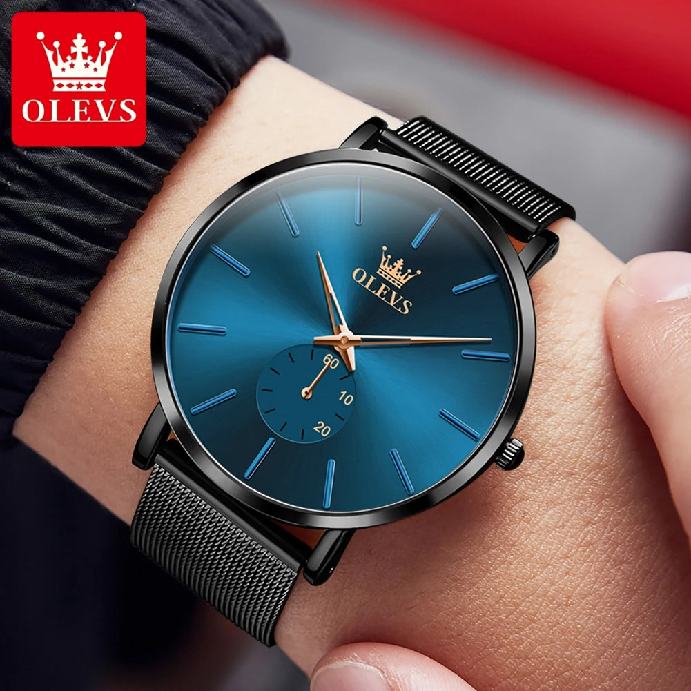 OLEVS 9954 Men's Minimalism Ultrathin Quartz Waterproof Luminous Second Hand Dial