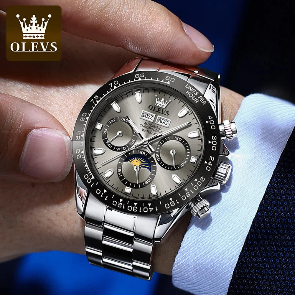 OLEVS Luxury Men's Chronograph Automatic Mechanical Waterproof Luminous