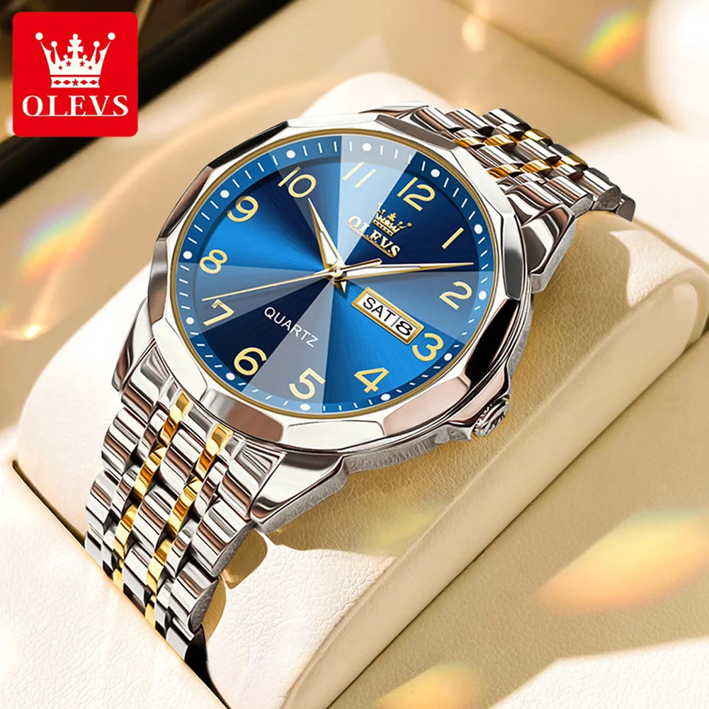 OLEVS 9970 Men's Watches Waterproof Dual Calendar