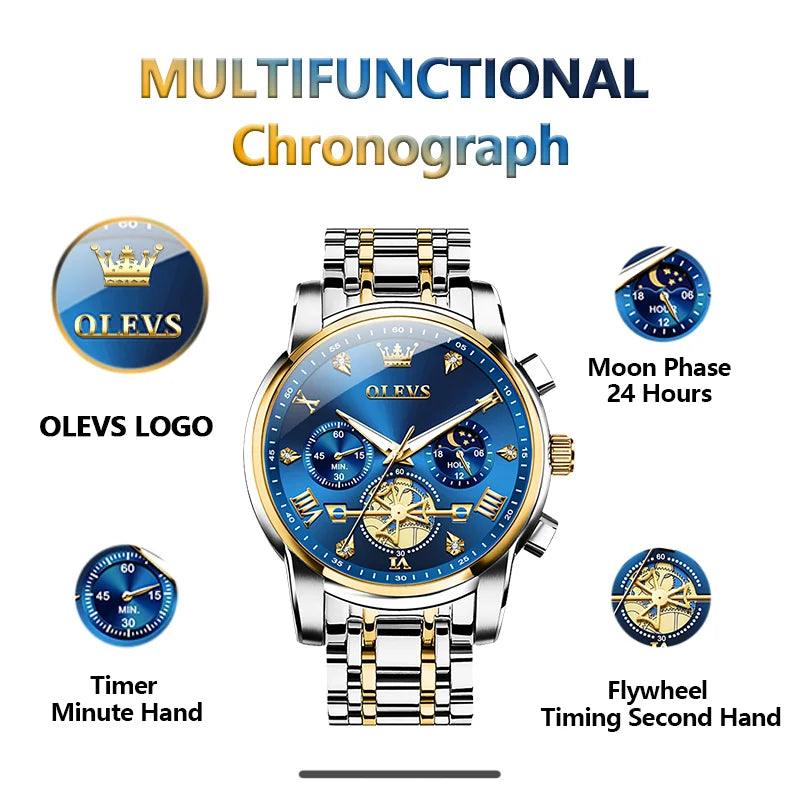 OLEVS 2856 Classic Multifunctional Fltwheel Chronograph