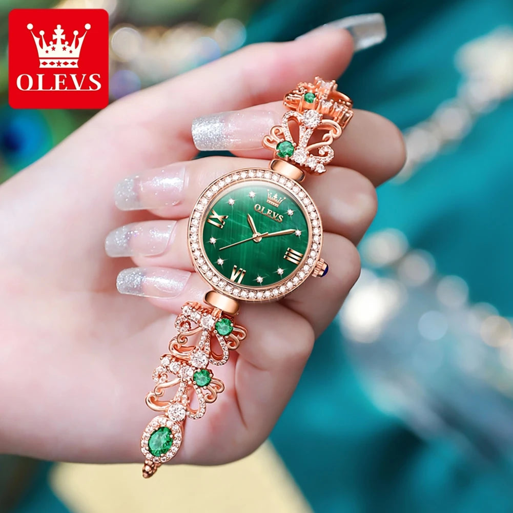 OLEVS 9958 Retro Elegant Waterproof Watch For Women With Classical Diamond