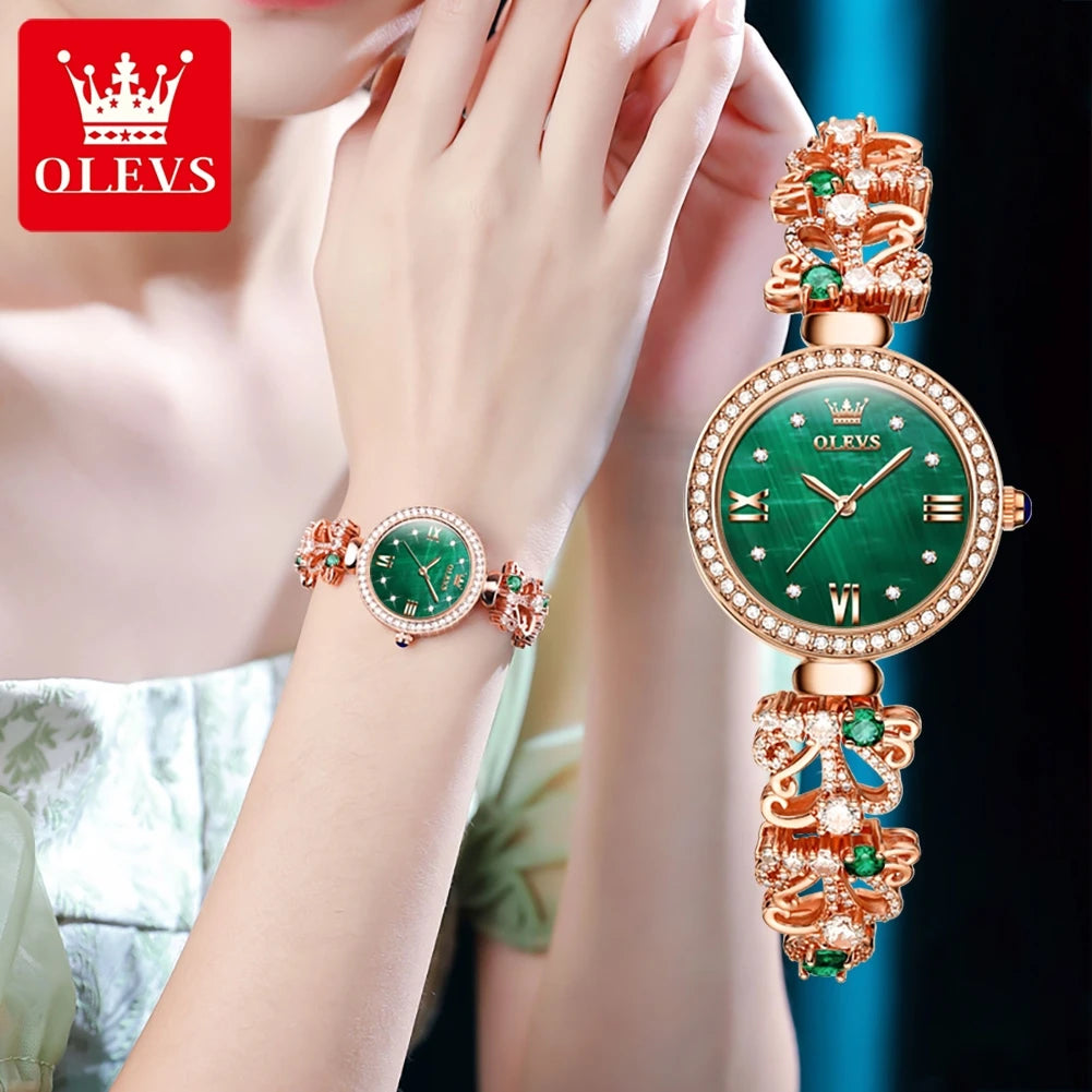 OLEVS 9958 Retro Elegant Waterproof Watch For Women With Classical Diamond