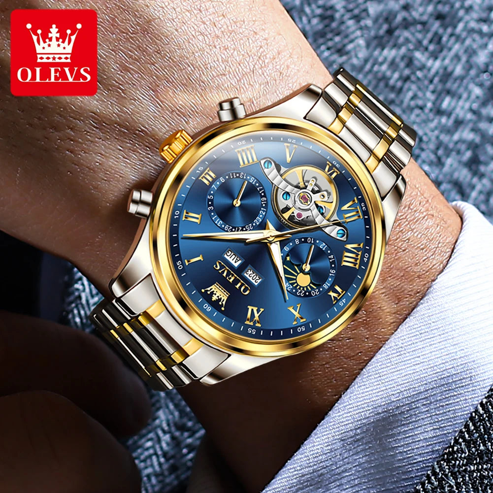 OLEVS 7005 Men's Tourbillon Calendar Moon Phase
