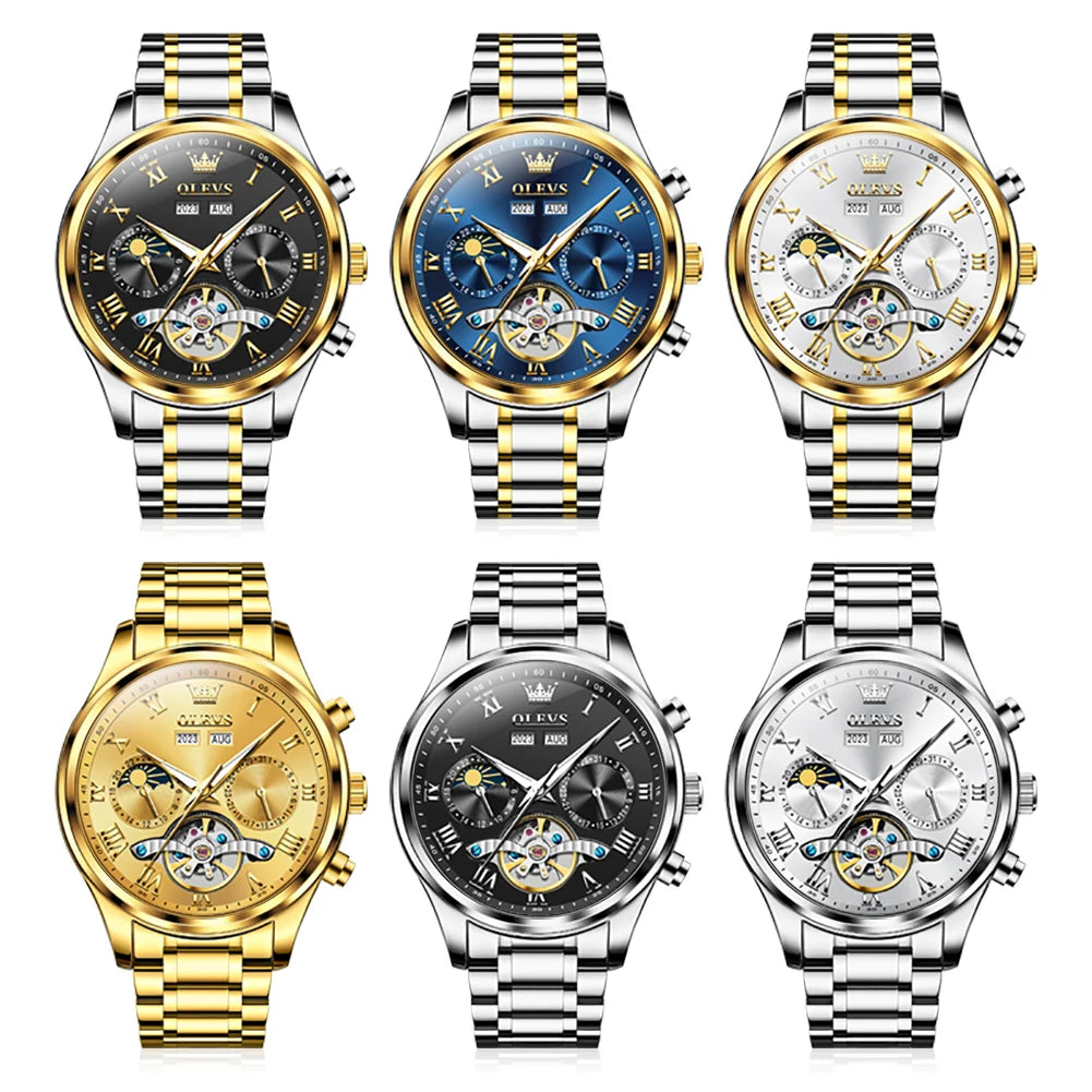 OLEVS 7005 Men's Tourbillon Calendar Moon Phase