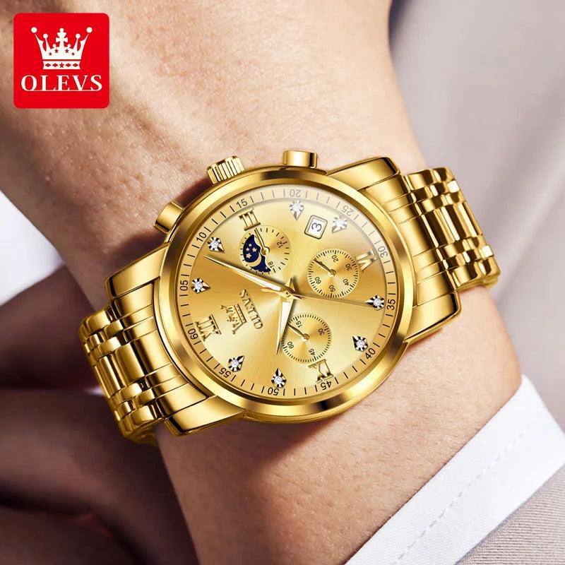 OLEVS 2858 Men's Chronograph Waterproof Luminous Fashion Trend Moon Phase Date