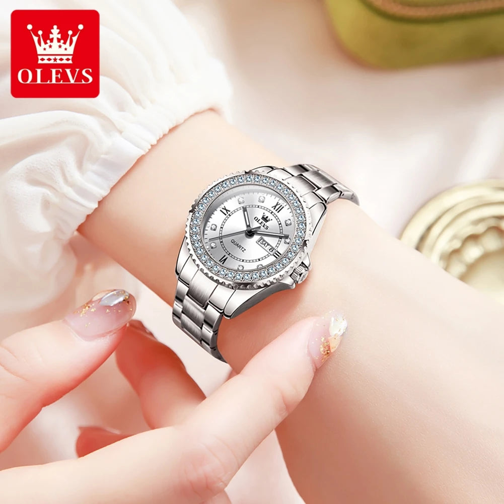 OLEVS 9993 Women's Quartz Drill Ring Dial Waterproof Luminous