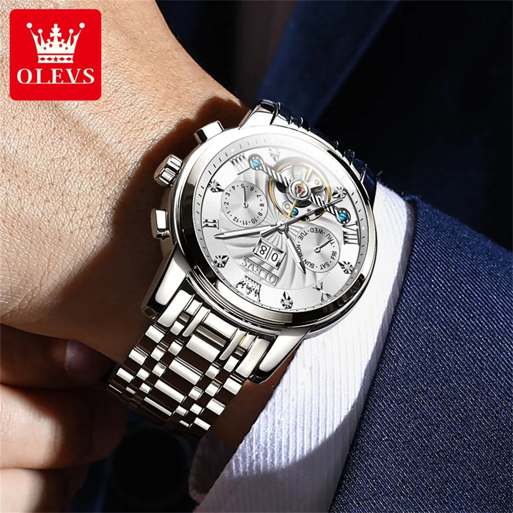 OLEVS 9910 Men's Busniess Multifunctional Calendar Luminous Flywheel