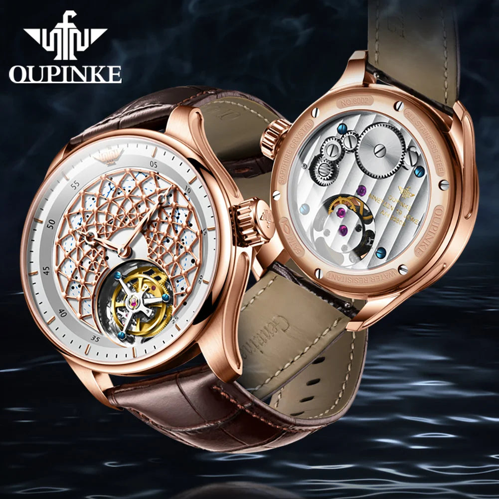 OUPINKE 8002 Luxury Tourbillon Mechanical Waterproof Sapphire Luminous