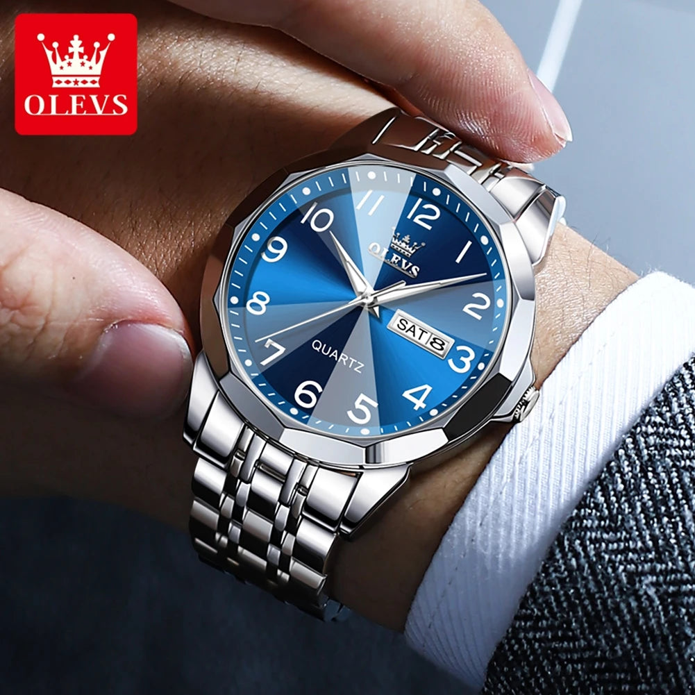 OLEVS No.9970 Men's Rhombus Mirror Fashion Original Quartz Waterproof Wristwatch