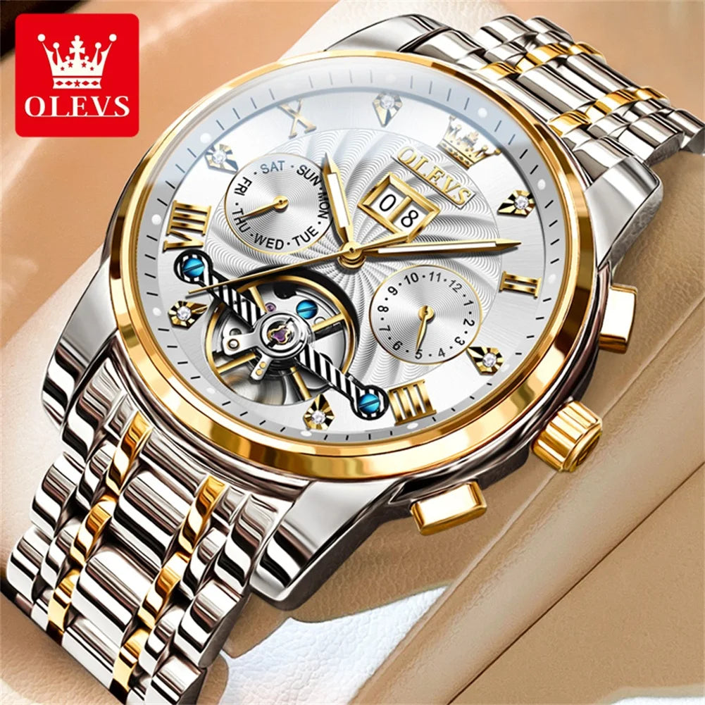 OLEVS 9910 Men's Busniess Multifunctional Calendar Luminous Flywheel