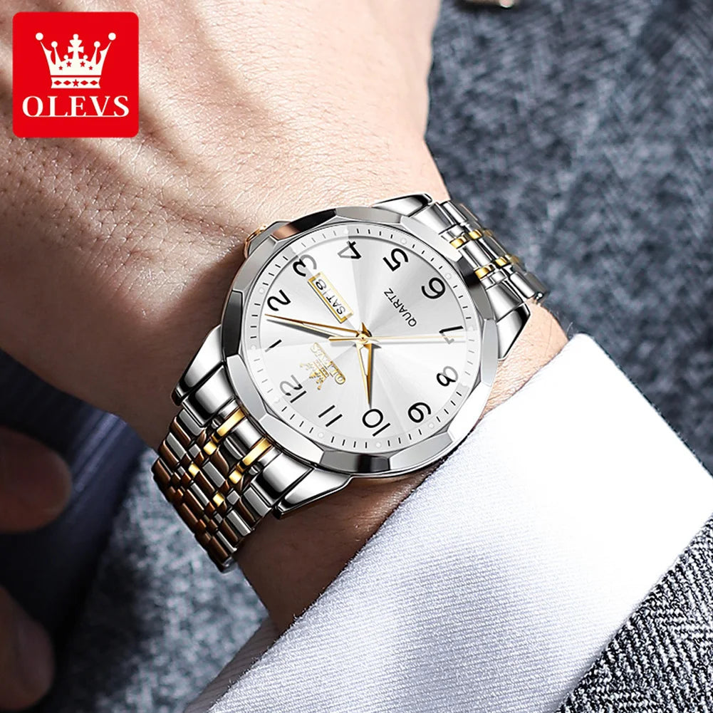 OLEVS 9970 Men's Watches Waterproof Dual Calendar