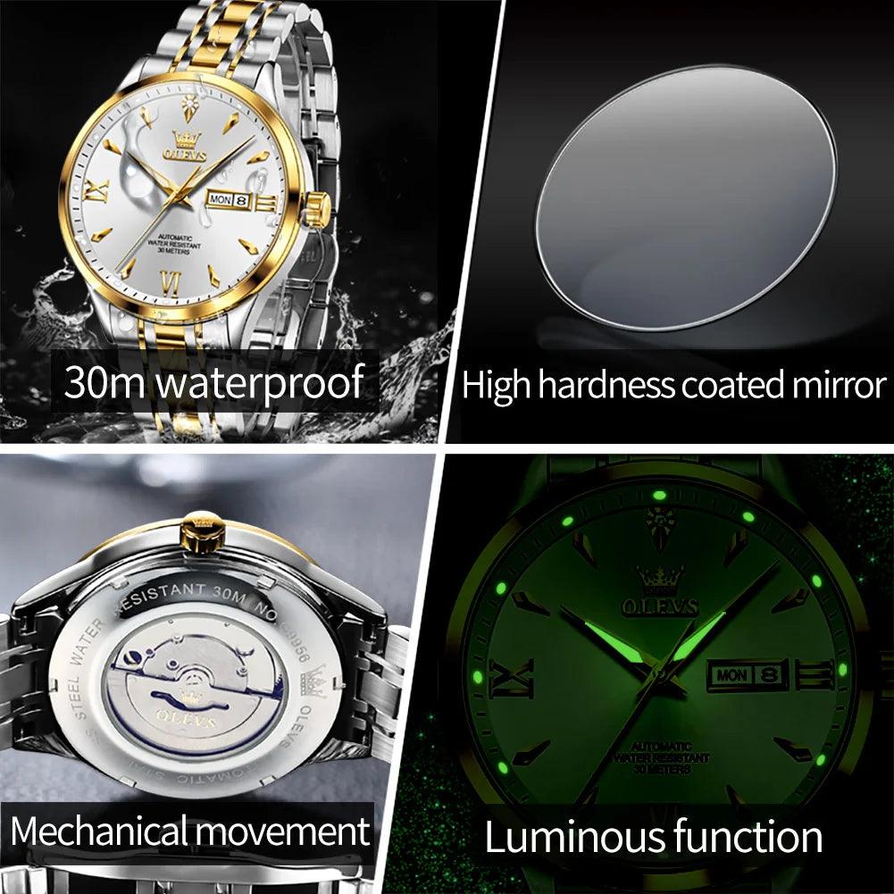 OLEVS 9956 Waterproof Mechanical Luminous Wristwatch