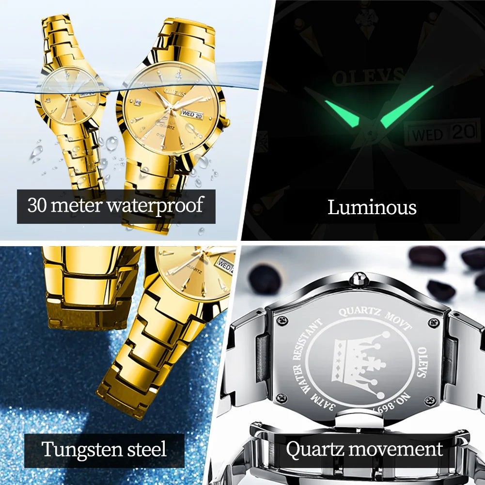 OLEVS 8697 Men's Waterproof Tungsten Steel Case Luminous