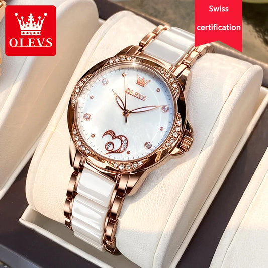 OLEVS 6631 Luxury Mechanical Watch Ceramics for Women