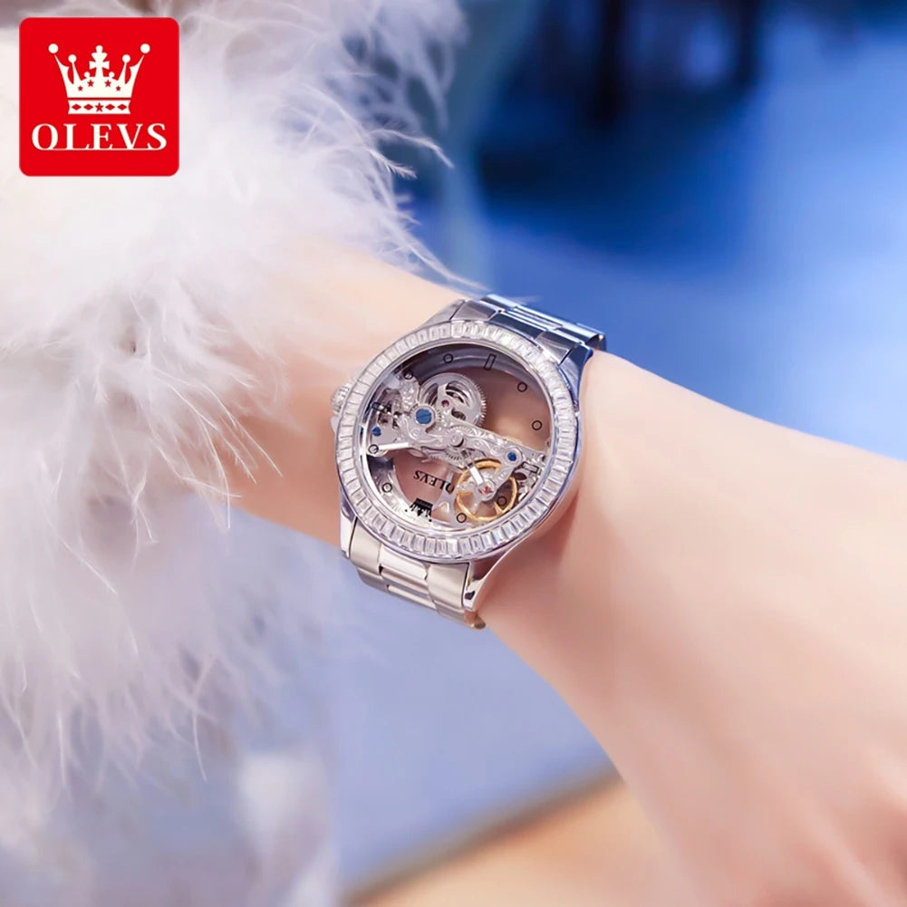 OLEVS 6699 Women's Full Hollow Tourbillon Automatic Mechaniacl Wristwatch