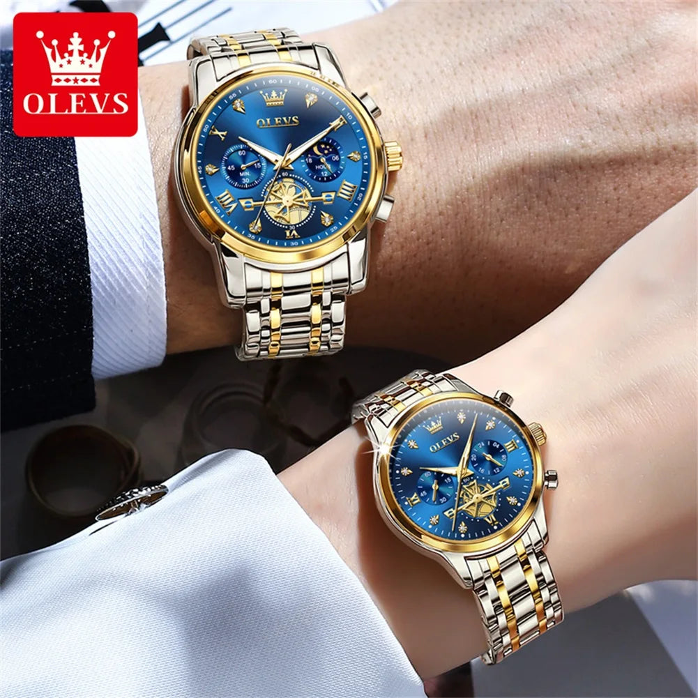 OLEVS 2856+2897 Couple Waterproof Luminous Moon Phase