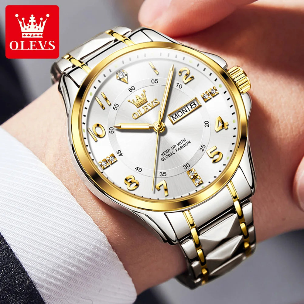 OLEVS 2910 Classic Business Stainless Steel Luminous Waterproof Watch